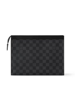 Alternative view of Louis Vuitton Pochette Voyage MM Pouch 10.6in/ 27cm Black/ Grey Damier Graphite Canvas Silver Hardware For Men N41696