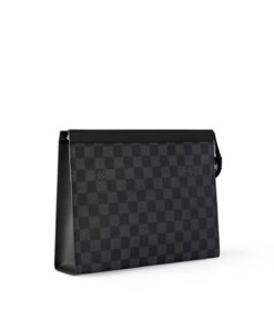 Louis Vuitton Pochette Voyage MM Pouch 10.6in/ 27cm Black/ Grey Damier Graphite Canvas Silver Hardware For Men N41696 - Image 3