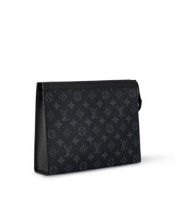 Alternative view of Louis Vuitton Pochette Voyage MM Pouch 10.6in/ 27cm Black/ Grey Monogram Eclipse Silver Hardware For Men M61692