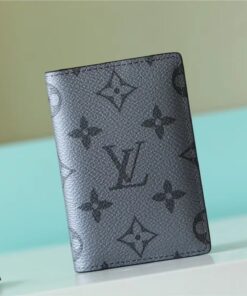 Louis Vuitton Pocket Organizer Monogram Flowers Gray For Men 4.3in/11cm M30837