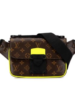 Louis Vuitton S-Lock Sling Monogram Macassar Yellow For Men, Men’s Bags, Crossbody Bags 8.3in/21cm LV