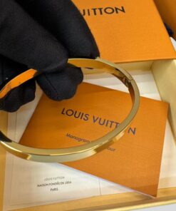 Louis Vuitton Monogram Cuff Bangle Gold Hardware For Women - Image 6