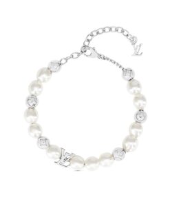 Louis Vuitton Monogram Pearls Bracelet White For Men M0996A