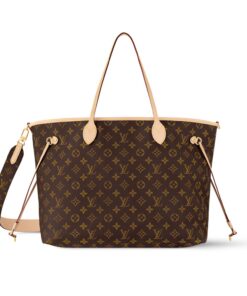 Louis Vuitton Neverfull Bandouliere Inside Out GM Tote Bag 15.4in/ 39cm Beige Gold Hardware For Women M11948