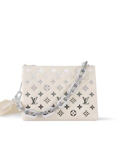 Louis Vuitton Coussin PM Shoulder Bag 10.2in/ 26cm Cream/Gray Silver Hardware For Women M11986