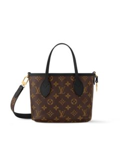 Louis Vuitton Neverfull Bandouliere Inside Out BB Tote Bag 10.4in/ 26cm Black Gold Hardware For Women M12099