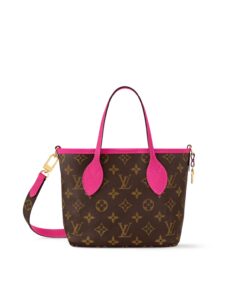 Louis Vuitton Neverfull Bandouliere Inside Out BB Tote Bag 10.4in/ 26cm Rose Pondichery Gold Hardware For Women M12106