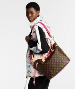 Alternative view of Louis Vuitton Neverfull Bandouliere Inside Out MM Tote Bag 12.2in/ 31cm Rose Gold Hardware For Women M12257