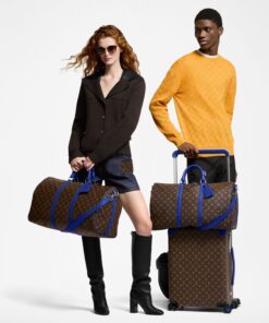 Alternative view of Louis Vuitton Keepall Bandouliere 50 Travel Bag 19.7in/ 50cm Brown/ Indigo Blue Silver Hardware M12633