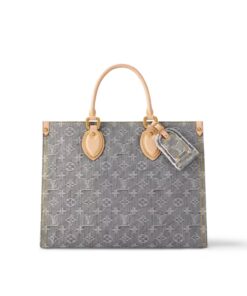 Louis Vuitton OnTheGo MM Tote Bag 13.8in/ 35cm Washed Gray Gold Hardware For Women M13189