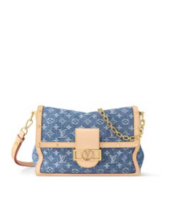 Louis Vuitton Dauphine Soft GM Crossbody Bag 11in/ 28cm Blue Denim Gold Hardware For Women M13319