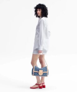 Alternative view of Louis Vuitton Dauphine Soft GM Crossbody Bag 11in/ 28cm Blue Denim Gold Hardware For Women M13319