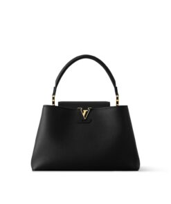 Louis Vuitton Capucines Souple MM Top Handle Bag 13in/ 33cm Black Gold Hardware For Women M14370
