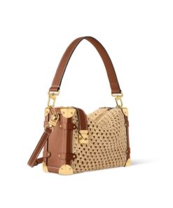 Alternative view of Louis Vuitton Side Trunk MM Shoulder Bag 9.3in/ 23.5cm Natural/ Brown Raffia Gold Hardware For Women M14405