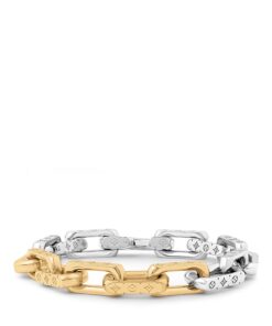Louis Vuitton Monogram Chain Bracelet Silver Gold For Men M1555M