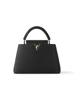 Louis Vuitton Capucines MM Top Handle Bag 12.2in/ 31cm Black Gold Hardware For Women M24727