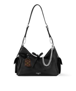 Louis Vuitton CarryAll Cargo PM Shoulder Bag 13.2in/ 33.5cm Black Silver Hardware For Women M24861