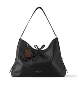 Louis Vuitton CarryAll Vibe MM Shoulder Bag 15.3in/ 39cm Black Silver Hardware For Women M25143