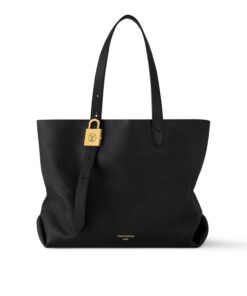 Louis Vuitton Low Key Cabas MM Shoulder Bag 18.5in/ 47cm Black Gold Hardware For Women M25341