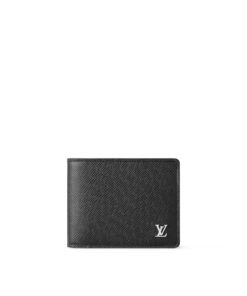 Louis Vuitton Multiple Wallet Taiga Black For Men, Men’s Wallet 4.5in/11.5cm LV M30295