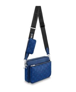 Louis Vuitton Trio Messenger Monogram Canvas And Taiga Cobalt Blue For Men, Men’s Bags, Shoulder And Crossbody Bags 9.8in/ 25cm LV M30848 - Image 10
