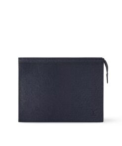 Louis Vuitton Pochette Voyage MM Pouch 10.6in/ 27cm Midnight Blue Silver Hardware For Men M30989