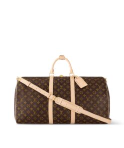Louis Vuitton Keepall Bandouliere 55 Travel Bag 21.7in/ 55cm Brown Monogram Gold Hardware M41414