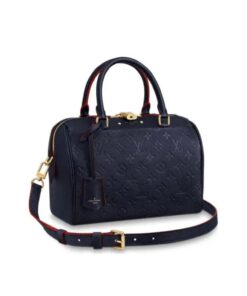 Louis Vuitton Speedy Bandouliere 25 Top Handle Bag 9.8in/ 25cm Navy Blue Monogram Empreinte Gold Hardware For Women