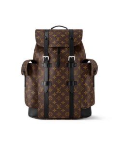 Louis Vuitton Christopher MM Backpack 17.3in/ 44cm Brown Monogram Macassar Canvas Gold Hardware For Men M43735