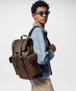 Alternative view of Louis Vuitton Christopher MM Backpack 17.3in/ 44cm Brown Monogram Macassar Canvas Gold Hardware For Men M43735
