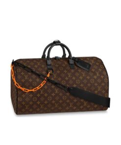 Louis Vuitton Keepall Bandouliere 50 Travel Bag 19.7in/ 50cm Black/ Orange Monogram Black Hardware M44471