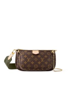 Louis Vuitton Multi Pochette Accessoire Shoulder Bag 9.4in/ 24cm Khaki Monogram Canvas Gold Hardware For Women M44813