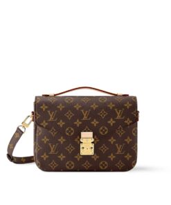 Louis Vuitton Pochette Metis Shoulder Bag 9.8in/ 25cm Brown Monogram Canvas Gold Hardware For Women M44875