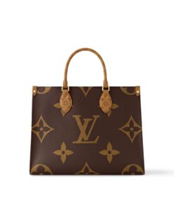 Louis Vuitton OnTheGo MM Tote Bag 13.8in/ 35cm Monogram Reverse Canvas Gold Hardware For Women M45321