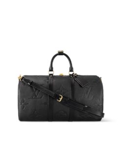 Louis Vuitton Keepall Bandouliere 45 Travel Bag 17.7in/ 45cm Black Gold Hardware M45532