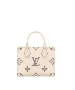 Louis Vuitton Onthego PM Tote Bag 9.8in/ 25cm Grey/Beige Gold Hardware For Women M45654