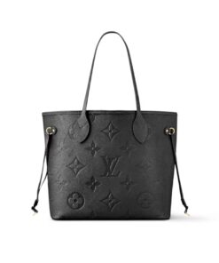 Louis Vuitton Neverfull MM Tote Bag 12.2in/ 31cm Black Monogram Empreinte Gold Hardware For Women M45685