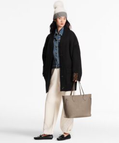 Alternative view of Louis Vuitton Neverfull MM Tote Bag 12.2in/ 31cm Gray Tourterelle Monogram Empreinte Gold Hardware For Women M45686