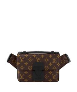 Louis Vuitton S-Lock Sling Monogram Macassar Black For Men, Crossbody Bags 8.3in/21cm LV M45807