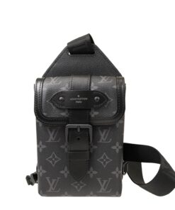 Louis Vuitton Saumur Sling bag Monogram Eclipse Black For Men 7.1in/18cm M45912