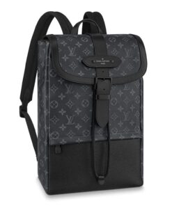 Louis Vuitton Saumur Backpack Monogram Eclipse Canvas Black Hardware For Men M45913