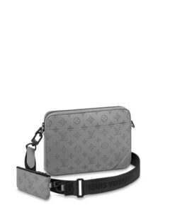 Louis Vuitton Duo Messenger Monogram Shadow Anthracite Gray For Men, Shoulder and Crossbody Bags 10.2in/26cm LV M46104