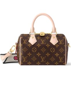 Louis Vuitton Speedy Bandouliere 20 Top Handle Bag 7.9in/ 20cm Black Monogram Canvas Gold Hardware For Women M46234