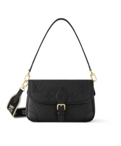 Louis Vuitton Diane Satchel Crossbody Bag 24cm/ 9.4in Black Gold Hardware For Women M46386