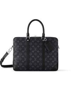Louis Vuitton Porte-Documents Voyage PM Monogram Eclipse Black 14.4in/36.5cm For Men M46457