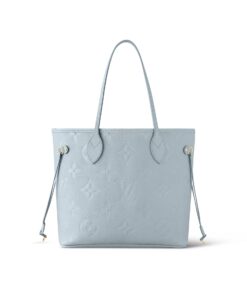 Louis Vuitton Neverfull MM Tote Bag 12.2in/ 31cm Blue Monogram Empreinte Gold Hardware For Women M46482