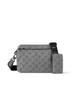 Louis Vuitton Trio Messenger Monogram Shadow By Virgil Abloh’s Grey For Men, Men’s Bags, Shoulder And Crossbody Bags 9.8in/ 25cm LV