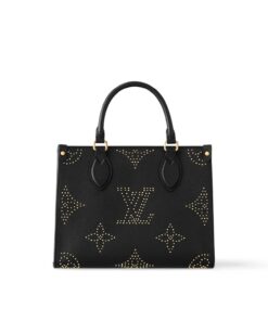 Louis Vuitton OnTheGo PM Tote Bag 9.8in/ 25cm Black Gold Hardware For Women M46733