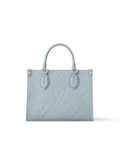 Louis Vuitton Onthego PM Tote Bag 9.8in/ 25cm Monogram Empreinte Blue Gold Hardware For Women M46840