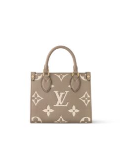 Louis Vuitton OnTheGo BB Tote Bag 7.1in/ 18cm Monogram Empreinte Gray/Cream Gold Hardware For Women M47054